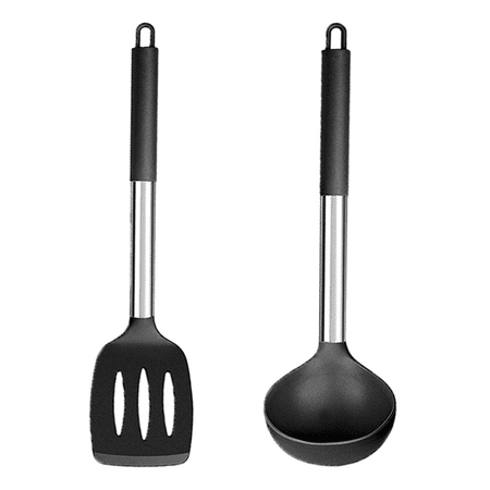 

Kitchen Utensils Set of 2 Heat-resistant Silicone Cooking Utensil with Stainless Steel Handle