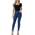 thumbnail image 2 of INSPIRE CHIC Women's Bodysuit Short Sleeve Square Neck Slim Fit Ribbed Knit Bodysuits M Black, 2 of 6