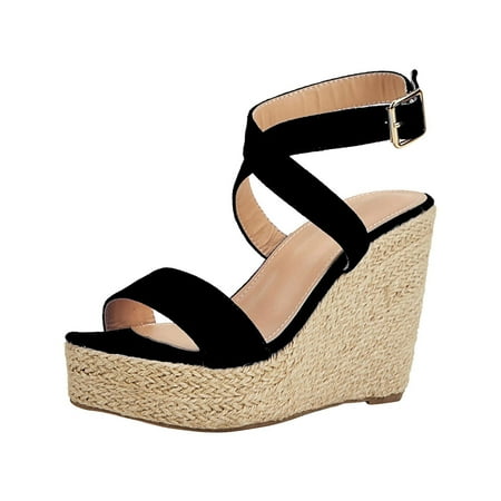 

Women s Platform Sandals Wedge Ankle Strap Open Toe Sandals Beach Dressy Espadrilles Summer Dress Shoes