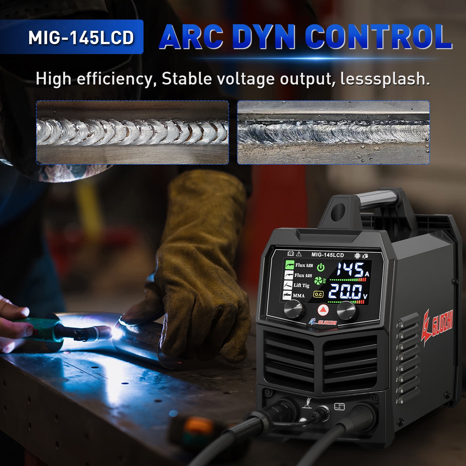 GZ GUOZHI 145A MIG Welder with Large LCD Display, 3 Guinea | Ubuy