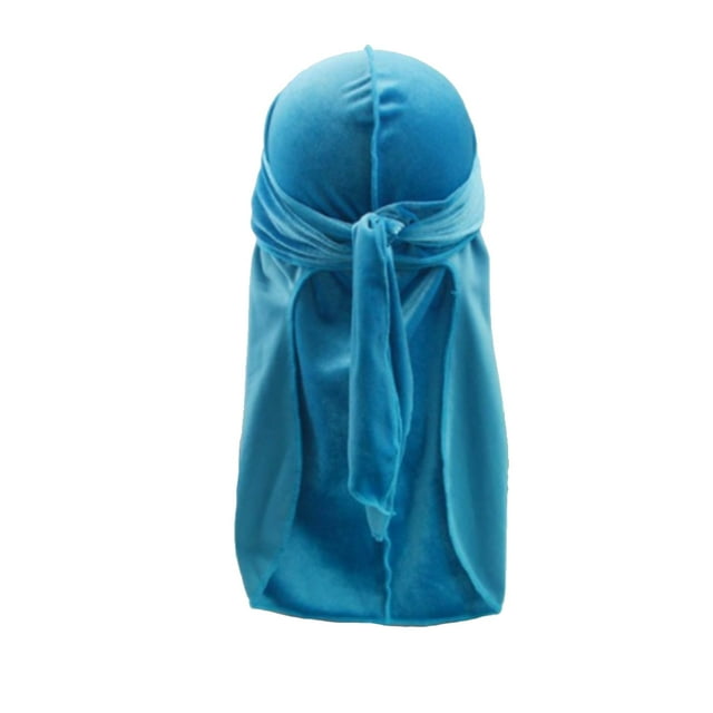Velour Headwraps Assorted Colors Long Tail Pirate Hat Windproof Single Layer Attractive Elasticity Comfortable Hair Bonnet Light Blue
