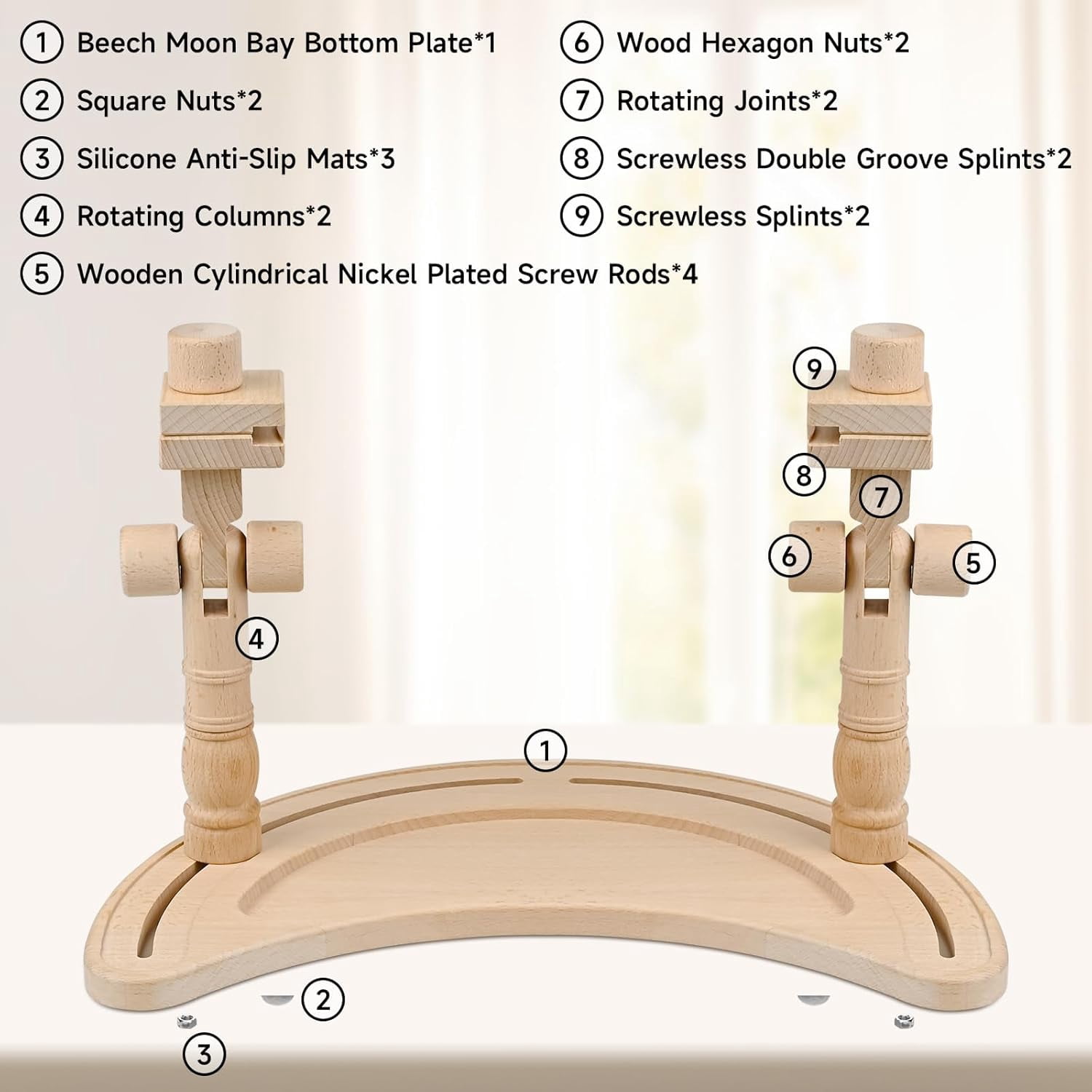 Embroidery Hoop Stand Adjustable - 360°Rotated Embroidery Frame Stand, Cross Stitch Stand, Beech Wood Embroidery Hoop Holder, Embroidery Stands for Hand Work Art Craft