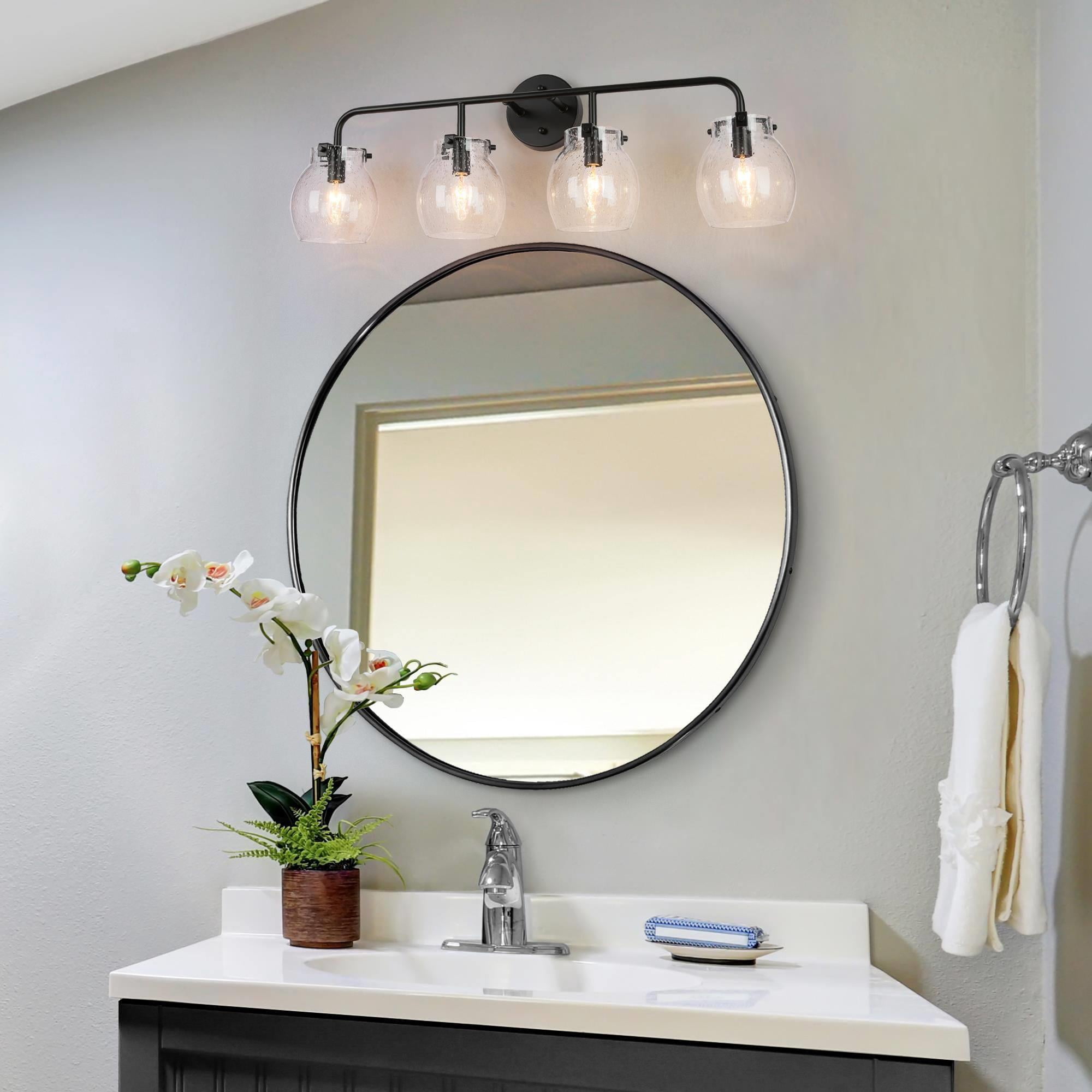 LNC 29-in 4-Light Matte Black LED Modern Vanity Light Bar for Dressing Room, Powder Room
