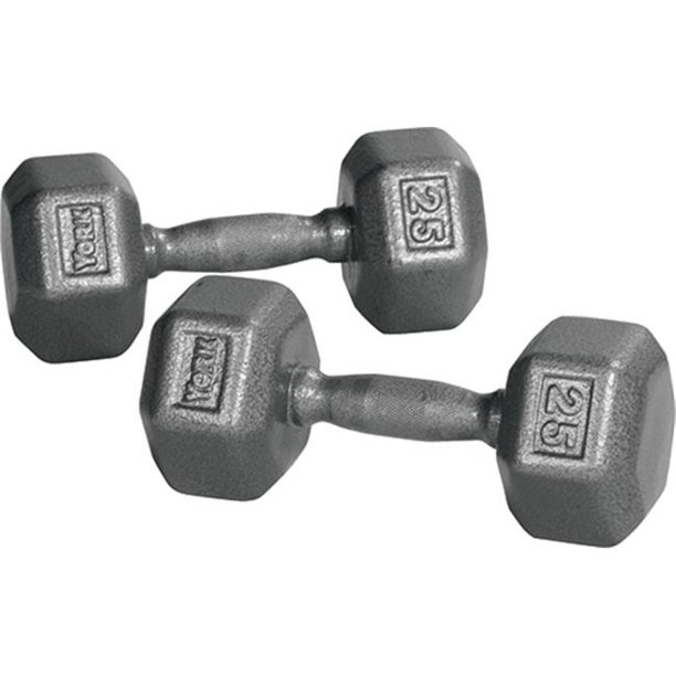 York Barbell 34003 Pro Hex Dumbbell with Cast Ergo Handle, Grey 5 lbs