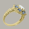 thumbnail image 3 of LBG British Made 9k Yellow Gold Natural Opal & Sapphire Womens Promise Ring - 33 size options - Size 9.5, 3 of 8