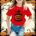 thumbnail image 2 of Tisuna Halloween Little Girls Tops Pumpkin Ghost Print Long Sleeve Crew Neck Shirts Cute Fashion Kids Pullover Tops Watermelon Red 4-5 Years, 2 of 4