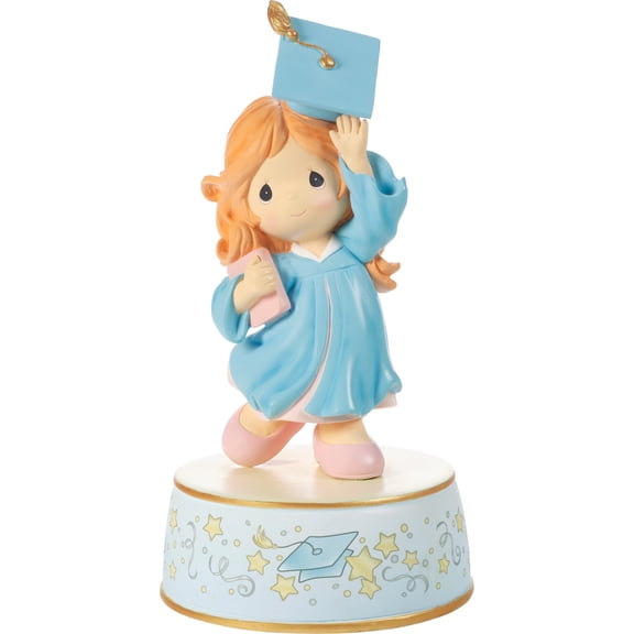 Precious Moments From Cap And Gown To New Horizons Red Hair/Blue Gown Graduation Musical, 1 Each