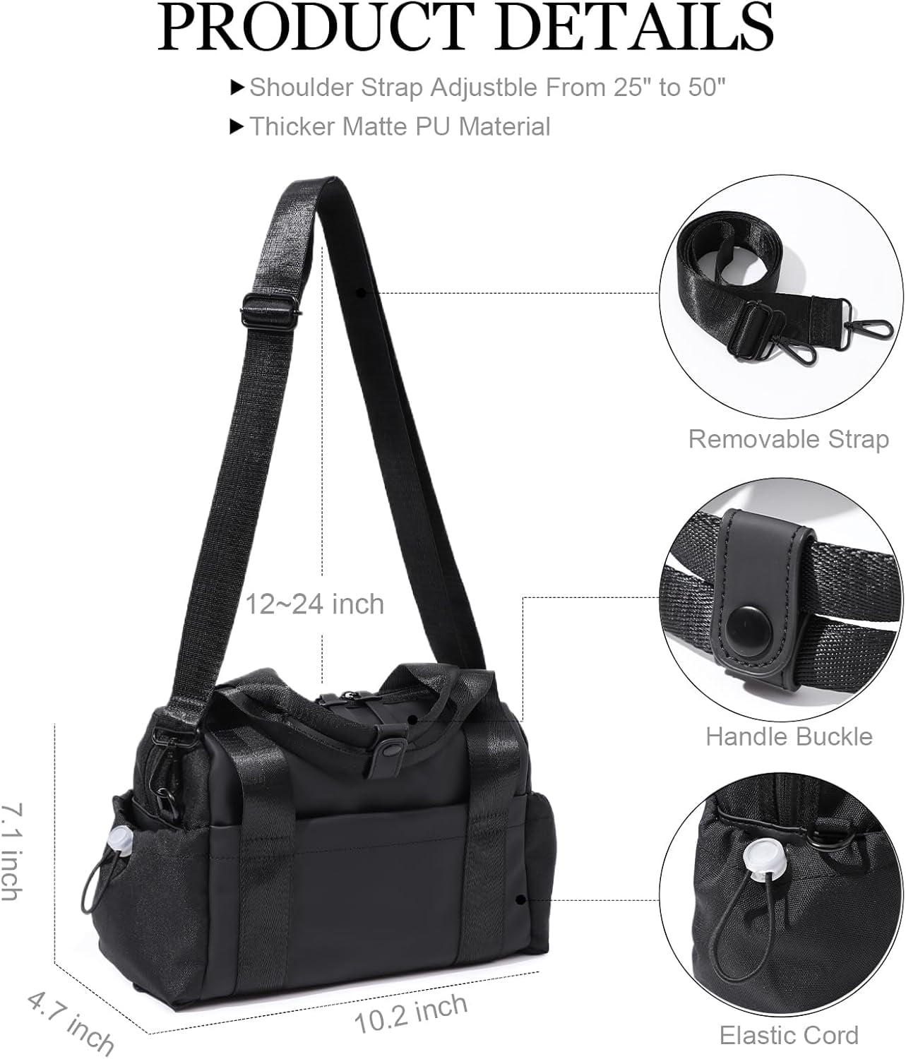 Lanola Small Gym Bag for Women, Mini Crossbody Gym Duffle Bag with Wet Compartment, Carry on Gym Tote Bag for Workout Dance Sport Travel (Mini-Black)