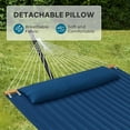 thumbnail image 4 of Hammock with Stand, 2 Person Quilted Outdoor Hammock, Detachable Pillow & Bamboo Spreaders, Portable Hammock with Carrying Bag, Heavy Duty Stand, Perfect for Outside, Patio, Navy Blue, 4 of 9