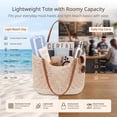 thumbnail image 5 of AOUNQ Boho Crochet Straw Beach Tote Bag for Women, Lightweight Foldable Woven Purse with Zipper for Summer Travel, 5 of 7