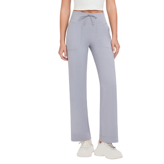 Besolor Womens Wide Leg Yoga Pants Casual High Waisted Drawstring Workout Yoga Trousers with Pockets