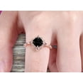 thumbnail image 2 of 10k Rose Gold Black Diamond Moissanite Halo Engagement Ring With Cushion Cut 2.05 Carat Milgrain Art Deco, 2 of 6