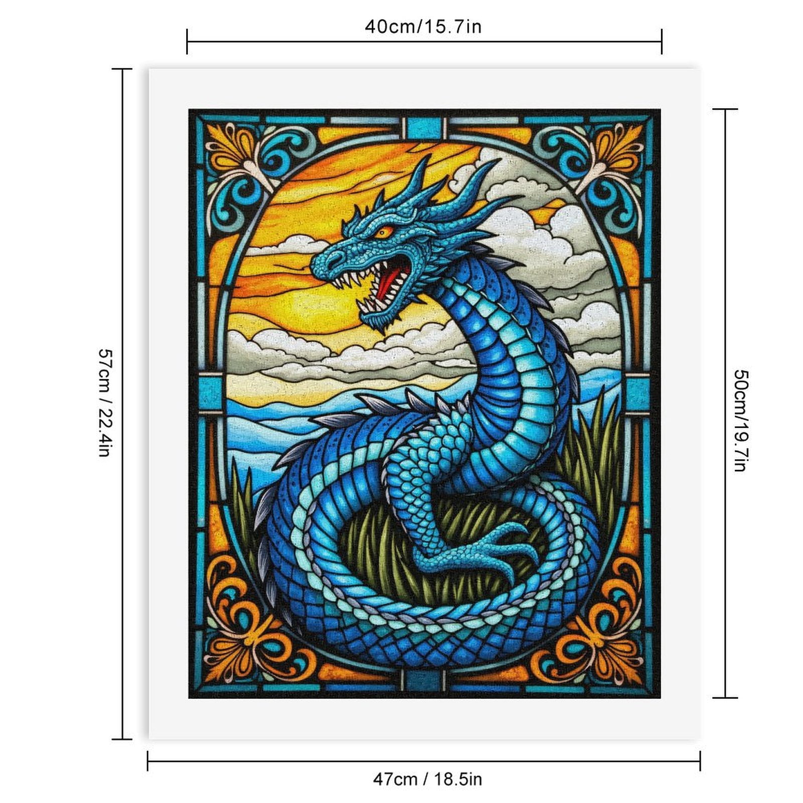Paint By Numbers Kit for Adults Beginner - DIY Blue Dragon Stained Glass Art Canvas Painting Kits for Adults, Frameless Paint By Number for Adults for Home Wall Decor 16x20 Inch