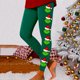 thumbnail image 1 of MKLEKYY Mallas deportivas de cintura alta para mujer, con estampado navideño de dibujos animados, color verde, 1 of 4
