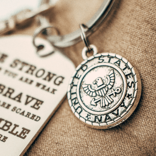 United States Navy Keychain. Be Strong, Be Brave, Be Humble, Be Badass Every day. Naval Grad. USN Key Chain. US Navy Key Chain Gift