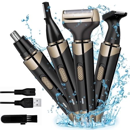 Fixdono Electric Shaver for Men Women, 4 in 1 Rechargeable Razor Nose Hair Trimmer Grooming Groomer Kit for Facial Eyebrow Beard Sideburn