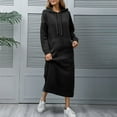thumbnail image 6 of nerohusy Women's Plus Size Fleece Oversized Hoodie Dress Long Sleeve Maxi Sweatshirt Dress with Pockets Black,XXXXL, 6 of 8