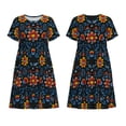 thumbnail image 3 of Bixox Robe d'Été à Manches Courtes pour Femmes Robe Ample Longueur Genou avec Poches-Fleur Mexicaine, 3 of 7