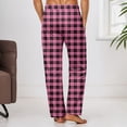 thumbnail image 4 of Men's Pajama Bottoms Ultra Lightweight Plaid Lounge Pj Pants with Pocket Drawstring Soft Elastic Waistband Pajama Pant (a-Pink, L), 4 of 6