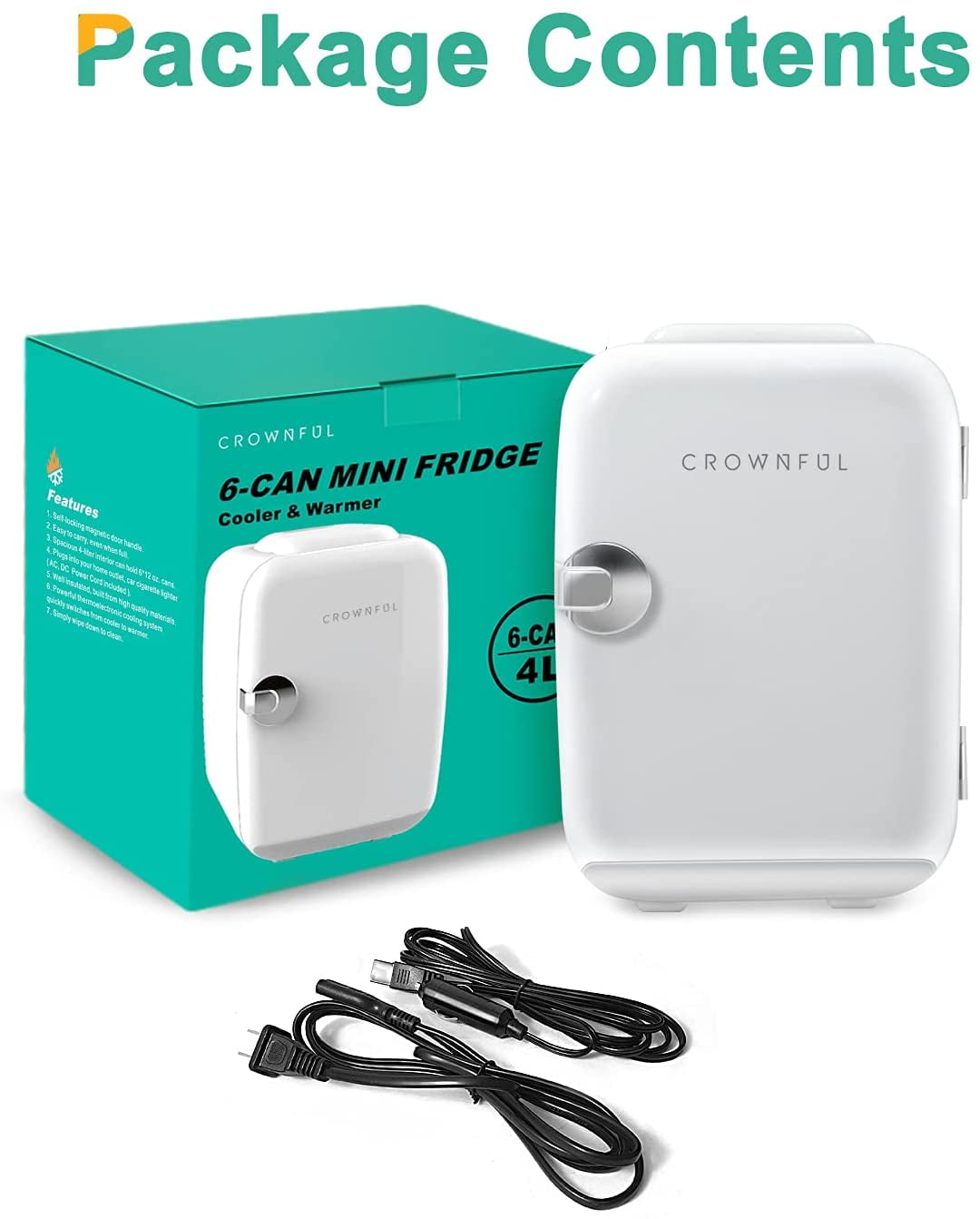 Buy CROWNFUL Mini Fridge, 4 Liter 6 Can Portable Cooler and Warmer