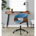 thumbnail image 2 of LumiSource Black Metal, Walnut Wood, Blue Fabric Vintage Mod Office Chair, 2 of 6