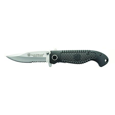 Smith & Wesson by BTI Tools Special Tactical Folder Stainless, Partially Serrated, Drop Point,