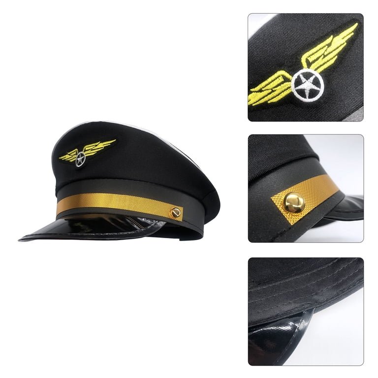 BYDOT Unisex Adjustable Captain Cap, Badge Pilot Hat, Performance