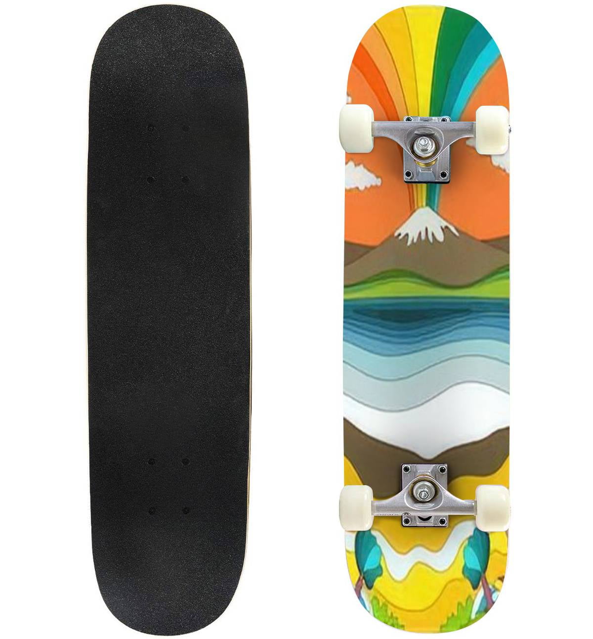 Psychedelic Pattern Cover Template Vintage Colors Outdoor Skateboard Longboards 31"x8" Pro Complete Board - Walmart.com