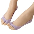 thumbnail image 2 of Peep Toe No Show Socks for Women, Open Toe Invisible Liner Socks with Non-Slip Silicone Grip, Two Finger Toeless Boat Socks, Light Purple, One Size, 2 of 7