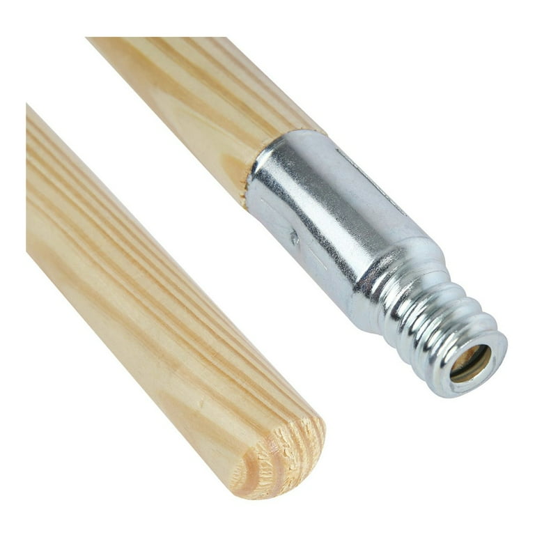 Push Broom Handle with Metal Thread, Wood, 60 Push Broom Handle with Metal Thread, Wood, 60