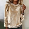 thumbnail image 2 of MaFYtyTPR Women's Velvet Sweatshirts Tops Casual Solid Color Long Sleeved Round Neck Loose Pullover Blouse Khaki L, 2 of 5