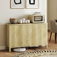 thumbnail image 2 of HOMCOM Fluted Sideboard Buffet Cabinet with Push to Open Doors Natural, 2 of 10