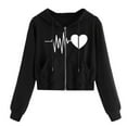 thumbnail image 3 of shqvo Zip Up Hoodies for Women Valentines Sweatshirts with Pocket Long Sleeve Cropped Heart Print Hoodie Quarter Zipper Hooded Sweatshirt Jacket Coat for Women, 3 of 6