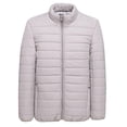 thumbnail image 2 of GaThRRgYP Mens Outwear Plus Size Long Sleeves Coat,Men Solid Casual Stand-up Collar Zipper Cotton-padded Lightweight Jacket Coats, 2 of 3