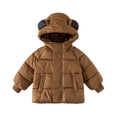 thumbnail image 2 of Otqutp Baby Boys' Water Lined Puffer Jacket Winter Coat for Winter Coats with Hooded Light Puffer Coat Warm Padded Jacket for Kids(Coffee,12-18 Months), 2 of 4