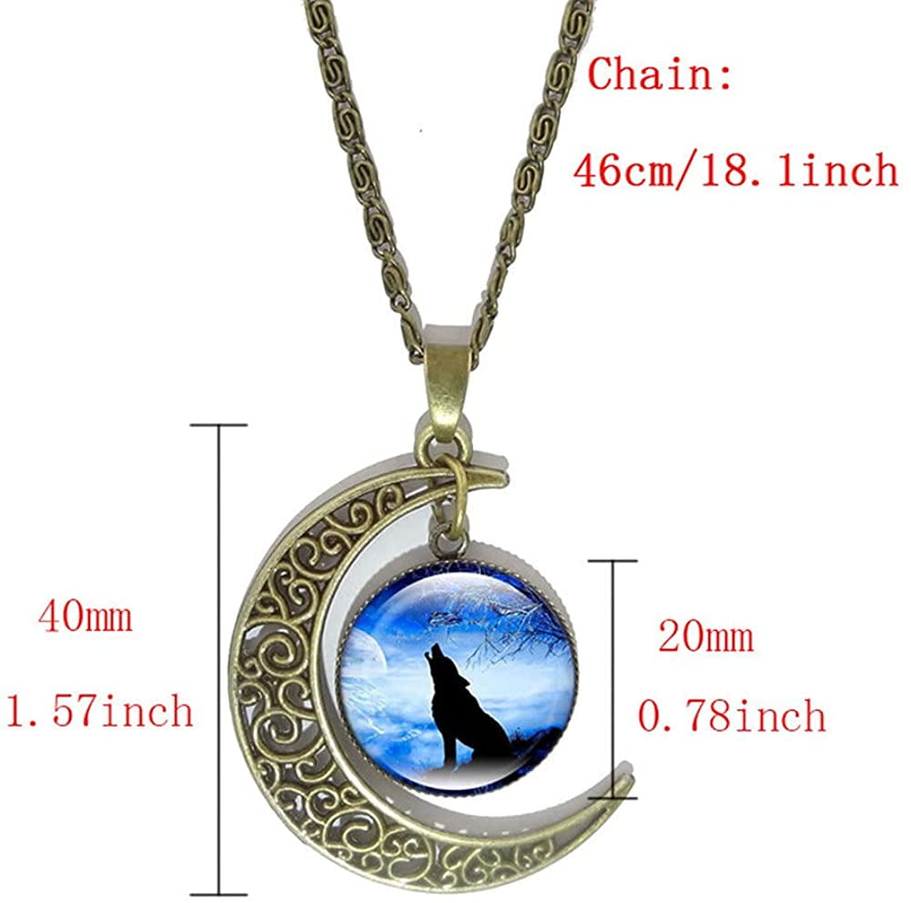 Charm Wolf Family Dome Silver Pendant Necklace Unisex Jewelry Gift 