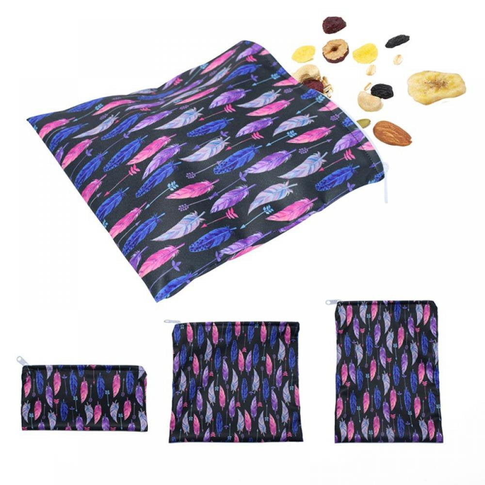 CNKOO Lot de 3 Sacs Réutilisables pour Sandwichs et Collations Sacs à Fermeture Éclair Sûrs pour Conserver Friandises et Sandwichs