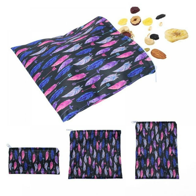 Lot de 3 Sacs Réutilisables pour Sandwichs et Collations, Sacs à Collation à Fermeture Éclair Sécuritaires pour Conserves, Friandises et Contenants de Rangement pour Sandwichs