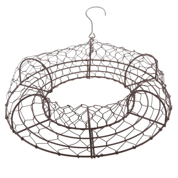 Macetas colgantes de hierro, jardinera de cesta de metal, soporte para flores, para interiores y 26cm de forma redonda