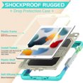 thumbnail image 3 of ELEHOLD for iPad 10.2 2021/2020/2019 Ragged Case, Soft Silicone Hard PC Shoulder Strap Built-Kickstand Anti-Drop Shockproof Heavy Duty Protective Cover Case,Colorful Mint, 3 of 10