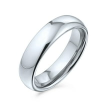 Bling Jewelry Mens Plain Dome Titanium Wedding Band for Men Comfort Fit Silver Tone Polished Ring