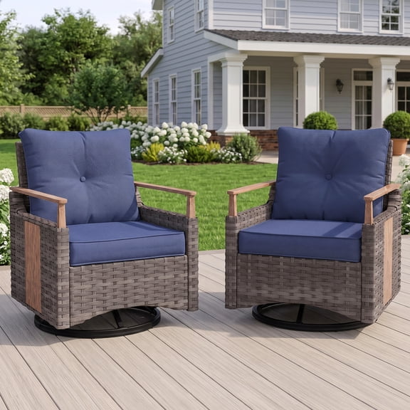 NestNook Outdoor Glider Chairs Set of 2, Oversized High-Back 360° Swivel Wicker Chairs, Patio Seating for Balcony, Garden, Porch, Pool & Backyard