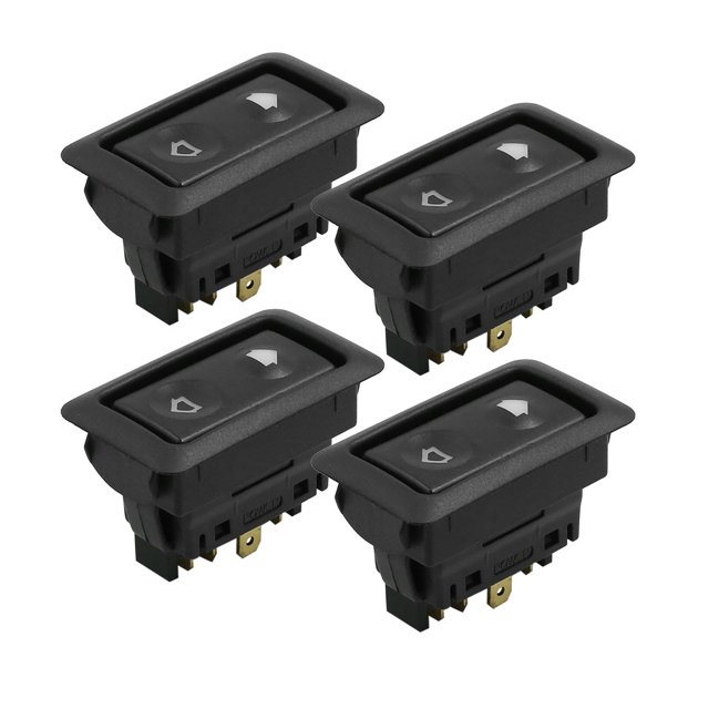 4Pcs 6 Patillas Interruptor Momentáneo de Elevalunas Pulsador con Luz Blanca Coche 12V CC