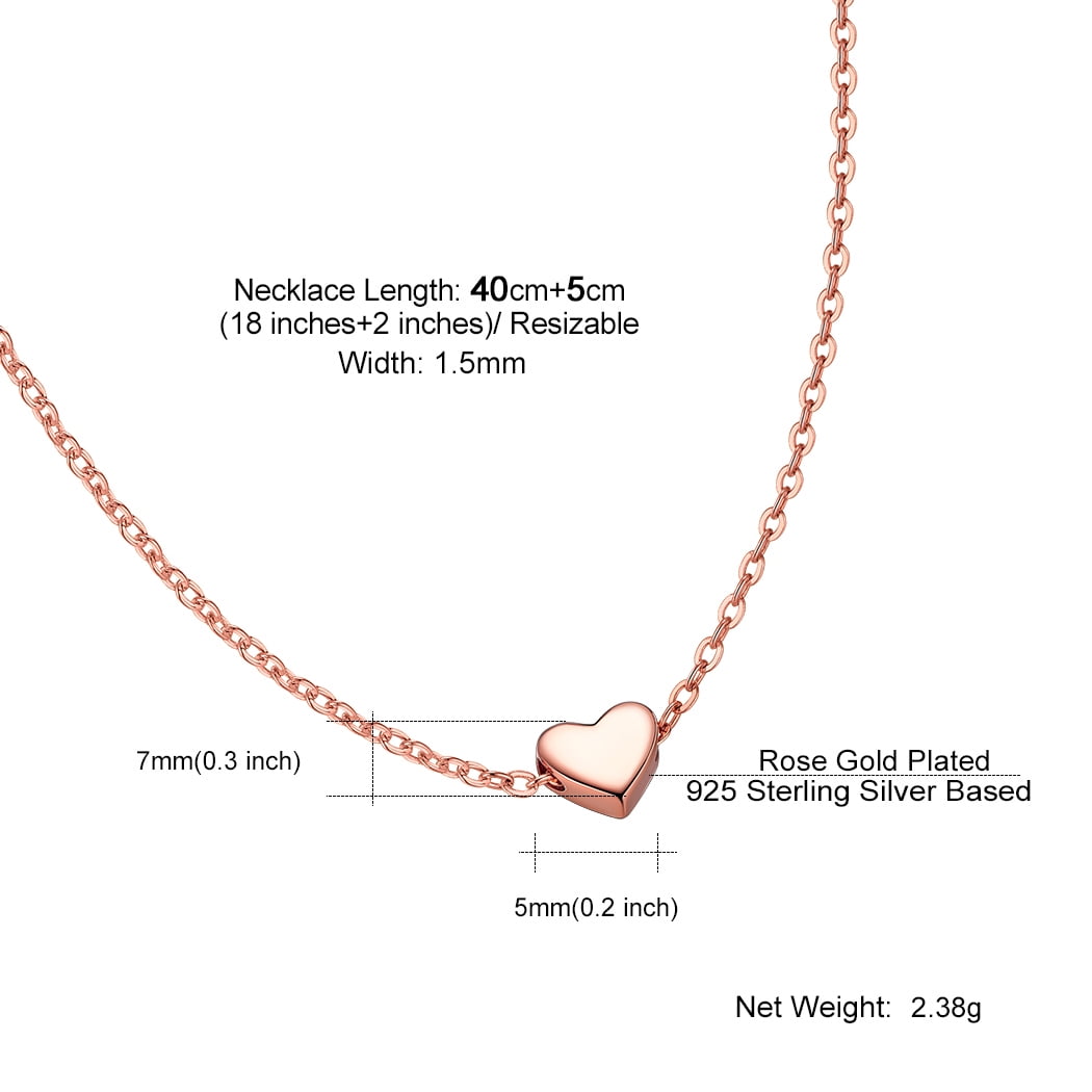 Suplight Dainty 925 Stelring Silver Heart Shape Necklace Jewelry for Women Girlfriend