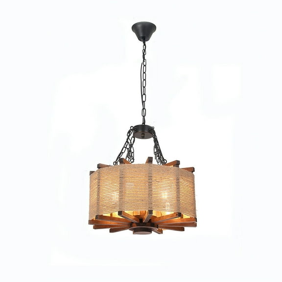 Industrial 4 Heads Wooden Rustic Pendant Light Fixture Retro Industrial Chandelier