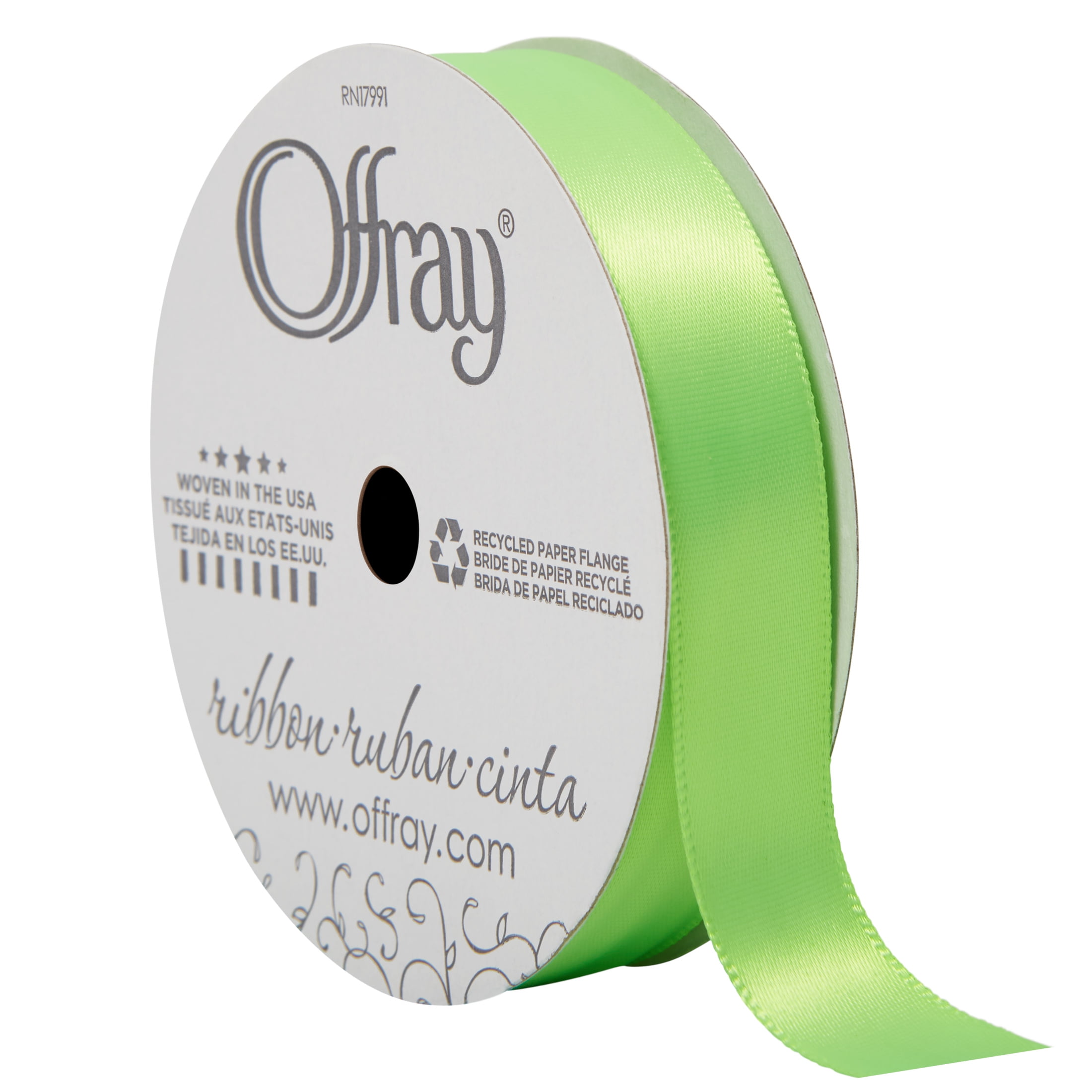 Offray Ribbon Green Ribbon Neon Lime Green Grosgrain Ribbon 5/8 inch wide x 5 yards