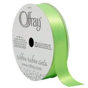 Offray Ribbon, Neon Green 5/8 inch Single Face Satin Polyester Ribbon, 18 feet
