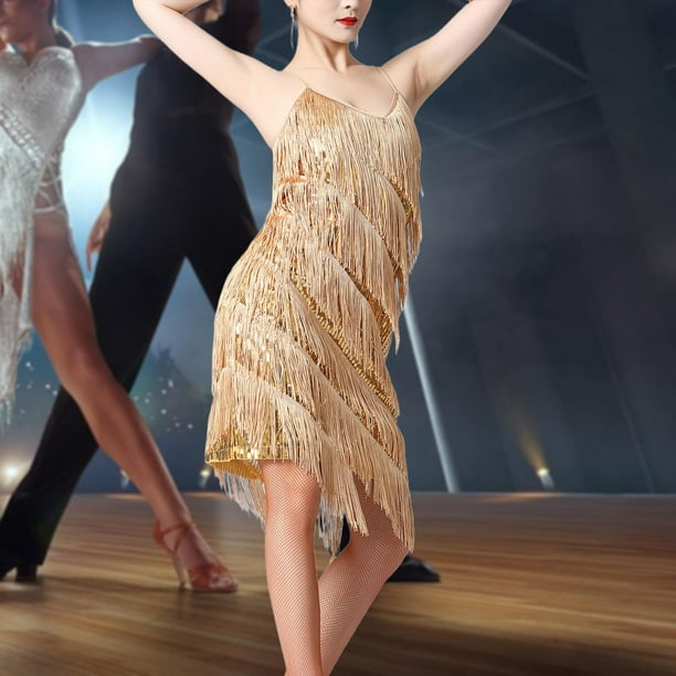 Vestido con Borlas de Lentejuelas Fernando para Club Samba Oro 2XL