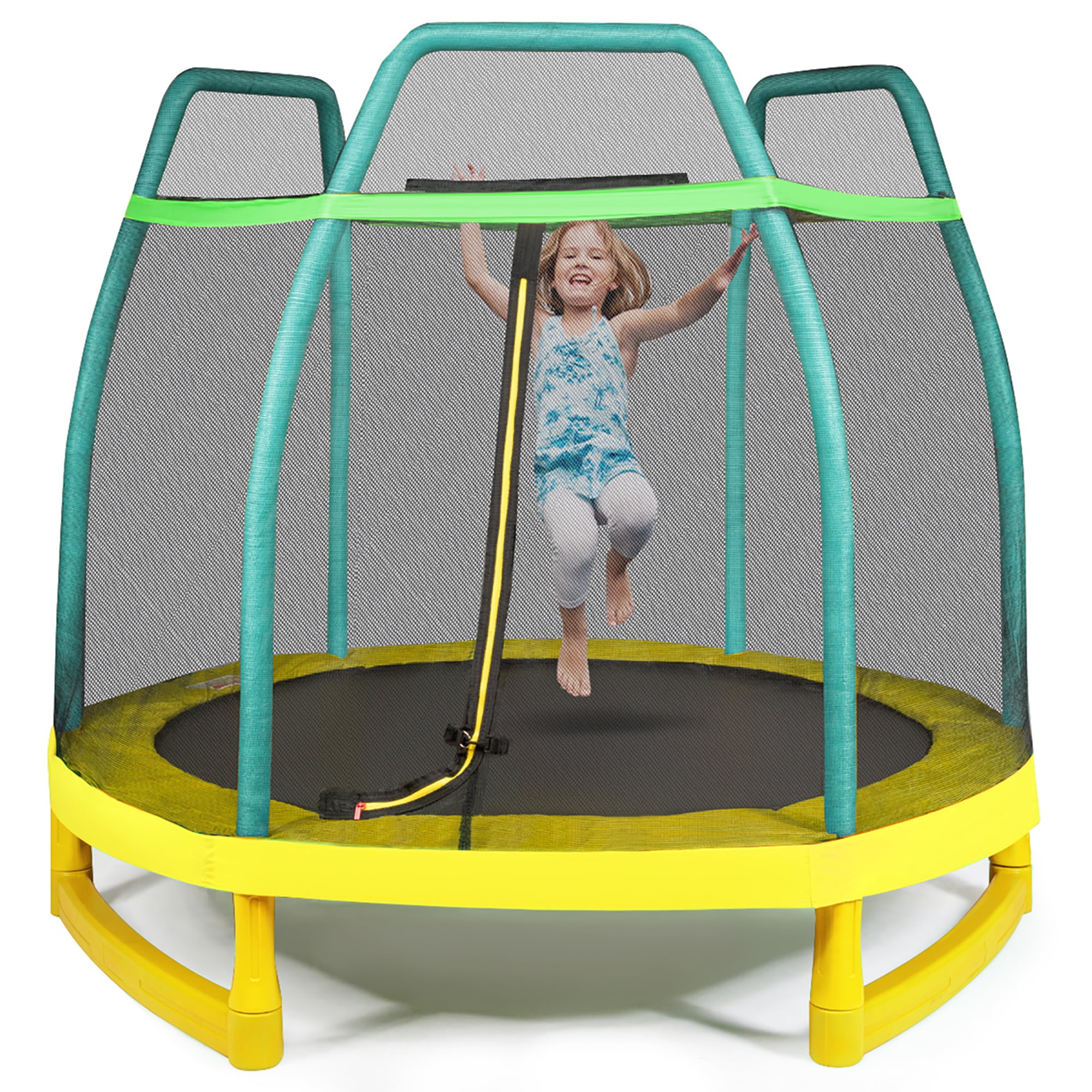 Ship from USA Directly Heavy Duty Steel Frame,Mini Trampoline for Indoor//Outdoor,Great Gifts for Kids Vibolaa 10 Ft Kids Trampoline w//Safety Enclosure Net,Spring Cover Padding