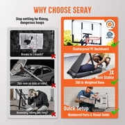 SERAY Basketball Hoop with 4.9-10 feet Height Adjustable for Kids/Adults, Portable Basketball Goal with 44 inch Backboard and 2 Wheels for Outdoor/Indoor Sports